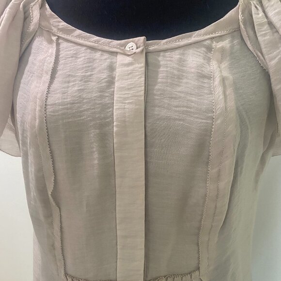 BCBGMaxAzria Sheer Ruffled Sleeve Blouse - Picture 5 of 9